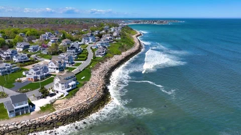 Third Cliff village aerial view, Scituate, MA, USA 库存影片 332065228