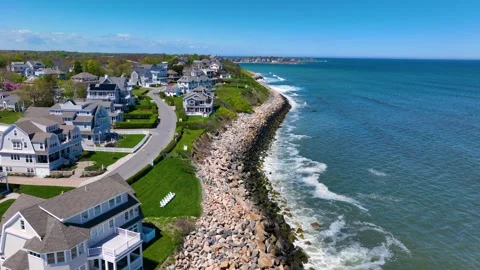 Third Cliff village aerial view, Scituate, MA, USA Vídeos de archivo 332065539