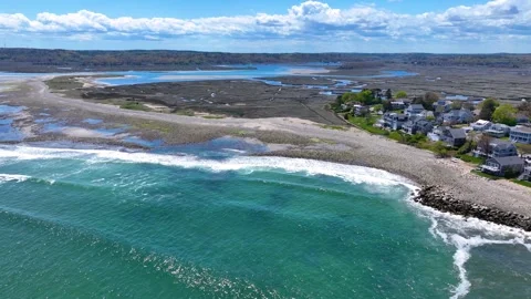 Third Cliff village aerial view, Scituate, MA, USA Vídeos de archivo 332065582