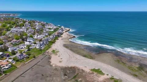 Third Cliff village aerial view, Scituate, MA, USA Vidéo 332065628