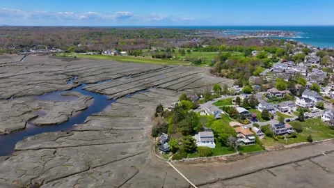 Third Cliff village aerial view, Scituate, MA, USA Vidéo 332066231