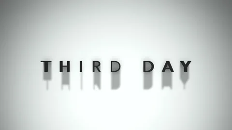 Third day intro title matte black words upon a white base layer 動画素材 301837752