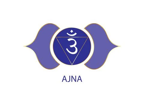 Third eye chakra Ajna logo template. The sixth frontal chakra, sacral sign Stock Illustration