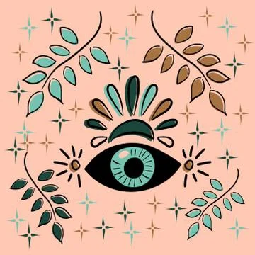 Third Eye. The concept of meditation, vision of energy, aura. Vector sketch Stock Illustration