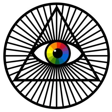 Third eye, Eye of providence, All-Seeing Occult  Eye, Stock Illustration