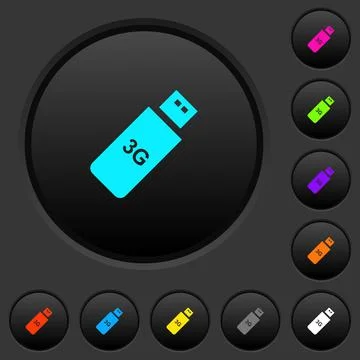 Third generation mobile stick dark push buttons with color icons Stock Illustration