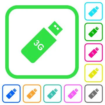 Third generation mobile stick vivid colored flat icons Illustrazione stock