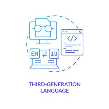 Third-generation programming language blue gradient concept icon Illustrazione stock