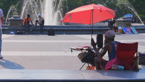 Third Heat Wave affected in Washington Square Park in New York City on 2024 Stock-Footage 279861156