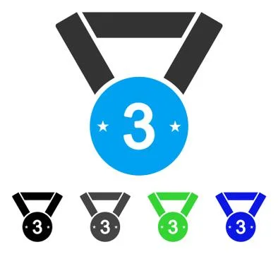 Third Medal Flat Icon Stock Illustration