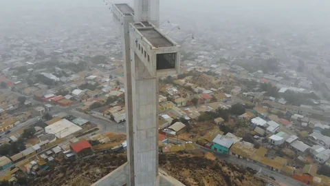 Third Millennium Cross monument, Hill El Vigia (Coquimbo, Chile) aerial view Видео 120349697