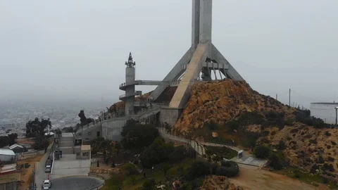Third Millennium Cross monument, Hill El Vigia (Coquimbo, Chile) aerial view Video stock 120349790