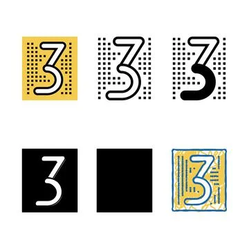 Third number color icon vector stylized Stock Illustration