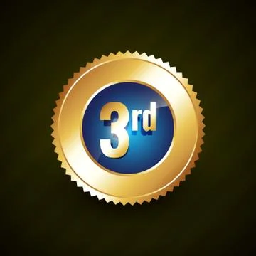 Third number vector golden badge design Stock Illustration