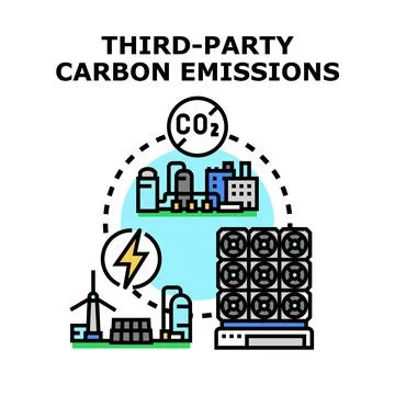 Third party carbon emissions reduction and green energy Illustrazione stock