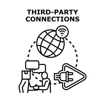 Third party connections concept with global communication Stock Illustration