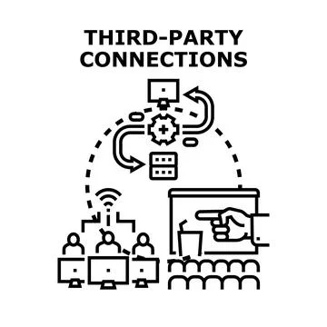 Third party connections integrating application programming interface concept Stock Illustration