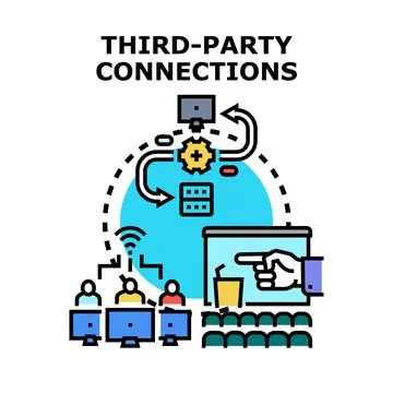 Third party connections integrating application programming interface concept Stock Illustration