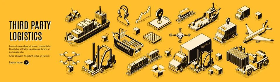 Third party logistics, 3pl, cargo export, import. Иллюстрация