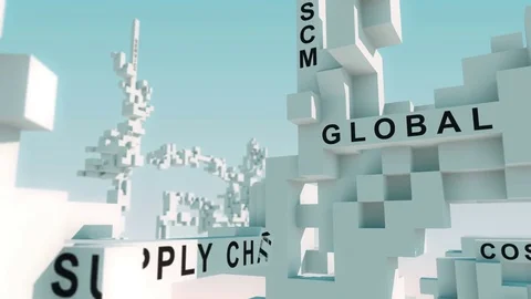 Third-Party Logistics (3PL) words animated with cubes Stock Footage