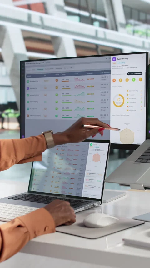 Third-party Risk Manager Analyzing Vendor Compliance Data Stock Footage 337646757