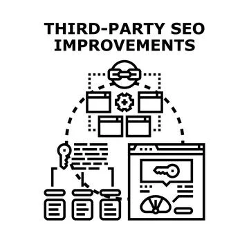 Third party seo improvements enhancing search engine ranking and visibility Illustrazione stock