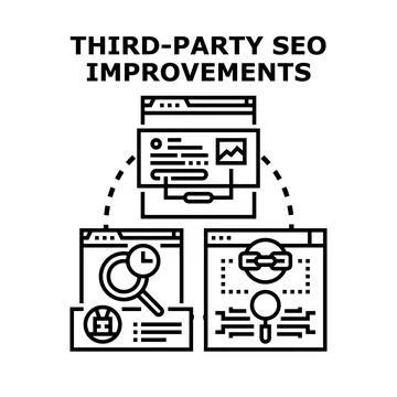 Third party seo improvements strategy analyzing website traffic Stock Illustration