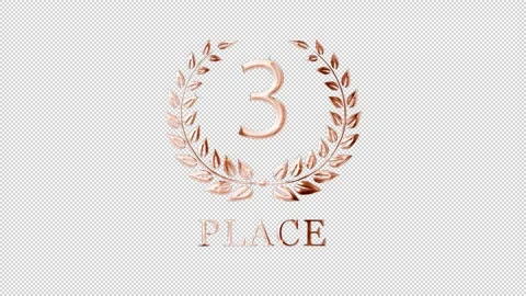 Third place award, laurel wreath, bronze award, alpha channel Stock Footage 222150148