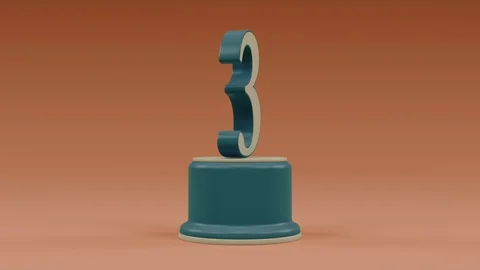 Third place number loop animation from center retro look Stock Footage 100744997