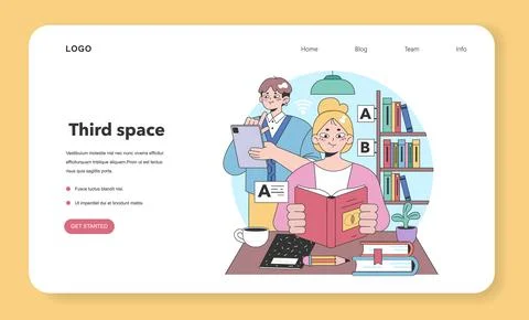 Third place web banner or landing page. Social surroundings Ilustración de archivo