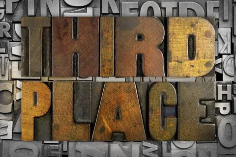 Third Place The words THIRD PLACE written in vintage letterpress type (Lic... Foto stock
