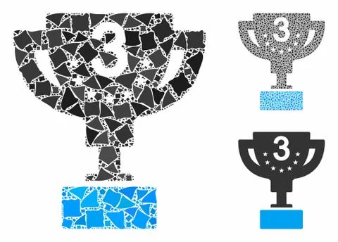 Third prize cup Composition Icon of Bumpy Pieces Stock Illustration