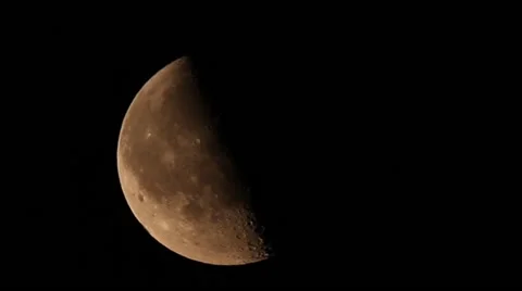 Third quarter crescent moon Stock Footage 67353720