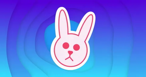 At third second fading bunny icon into blue then restoring pink then dissolving Stock Footage 315541650