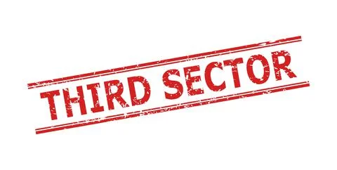 THIRD SECTOR Stamp with Corroded Style and Double Parallel Lines Stock Illustration