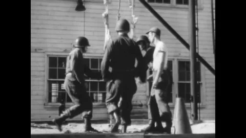 The Third US Army is presented during their training with parachutes and in Stock Footage 89661103