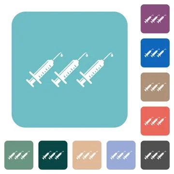 Third vaccine dose rounded square flat icons Stock Illustration