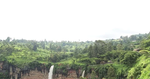The third waterfall the famous Sipi falls the Mount Elgon national park Uganda Stock Footage 90636286