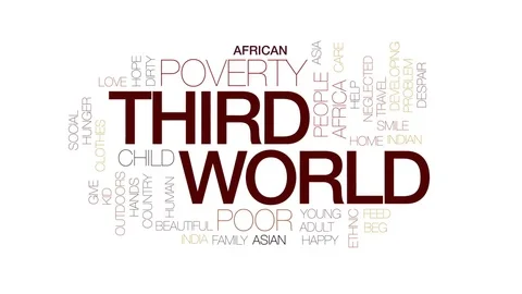 Third world animated word cloud, text design animation. Kinetic typography. Stock Footage 80605680
