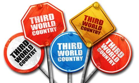 Third world country, 3D rendering, rough street sign collection Stock Illustration