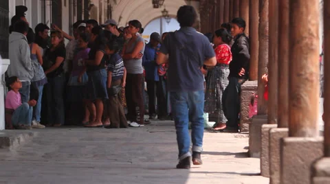 Third World.Unemployment, queue to the labor exchange Stock Footage 33731600