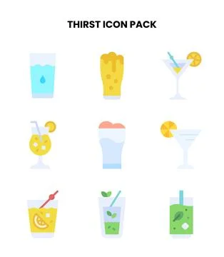 Thirst Flat Scalable Icons Pack Stock Illustration