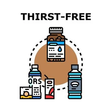 Thirst free concept with various rehydration solutions and drinks Stock Illustration