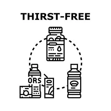 Thirst free concept with various rehydration solutions and drinks Stock Illustration