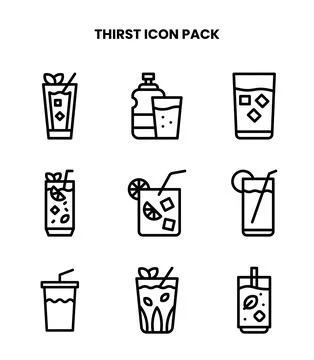 Thirst Line Scalable Icons Pack Stock Illustration