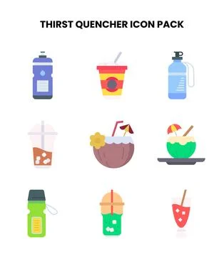 Thirst Quencher Flat UI Icons Pack Stock Illustration