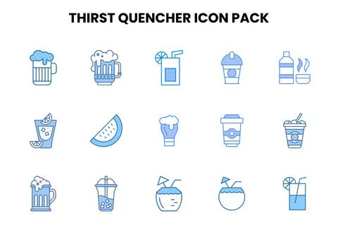 Thirst Quencher Two Colour Vector Icons Pack Ilustración de archivo
