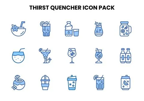 Thirst Quencher Two Colour Vector Icons Pack Stock Illustration