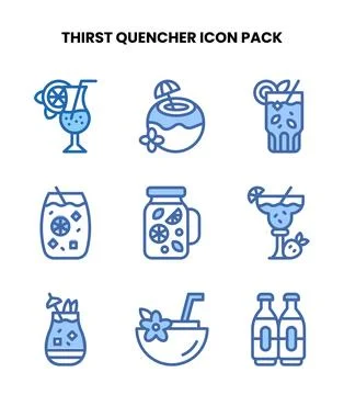 Thirst Quencher Two Colour Vector Icons Pack Stock Illustration
