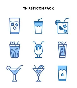 Thirst Two Colour Collection Icons Pack Stock Illustration